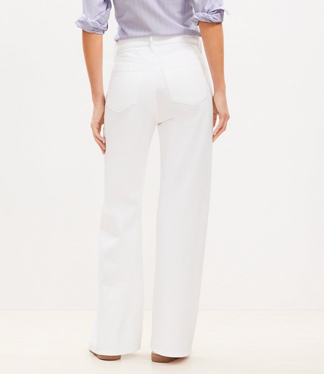 Petite High Rise Wide Leg Jeans in White