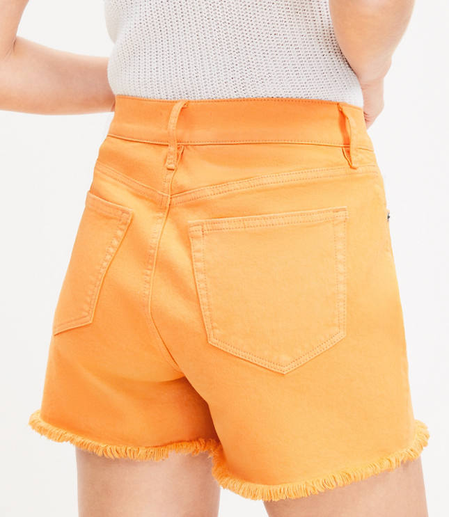 Petite Denim Cut Off Shorts Orange Creamsicle