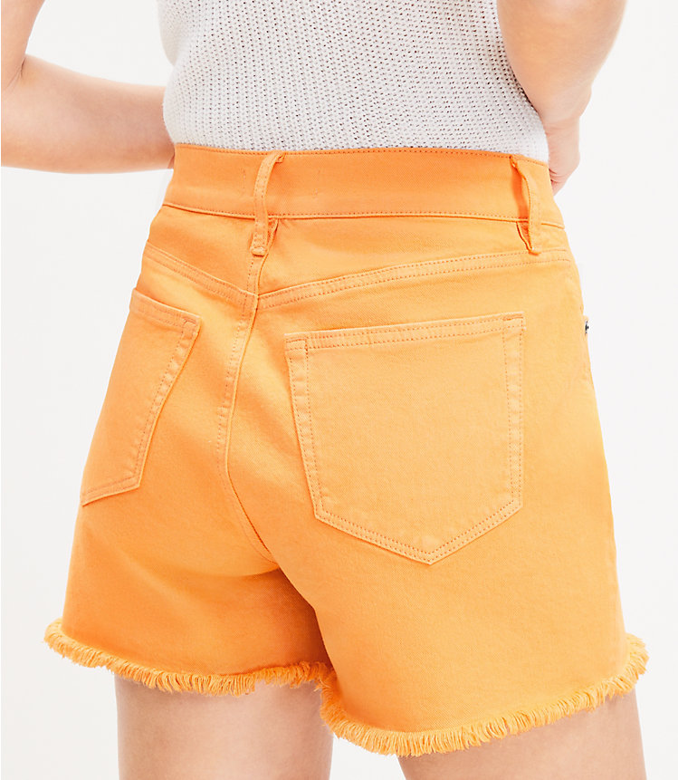 Petite Denim Cut Off Shorts in Orange Creamsicle image number 2