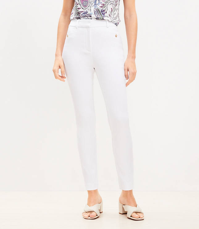 Petite Button Trim Pocket Sutton Skinny Pants