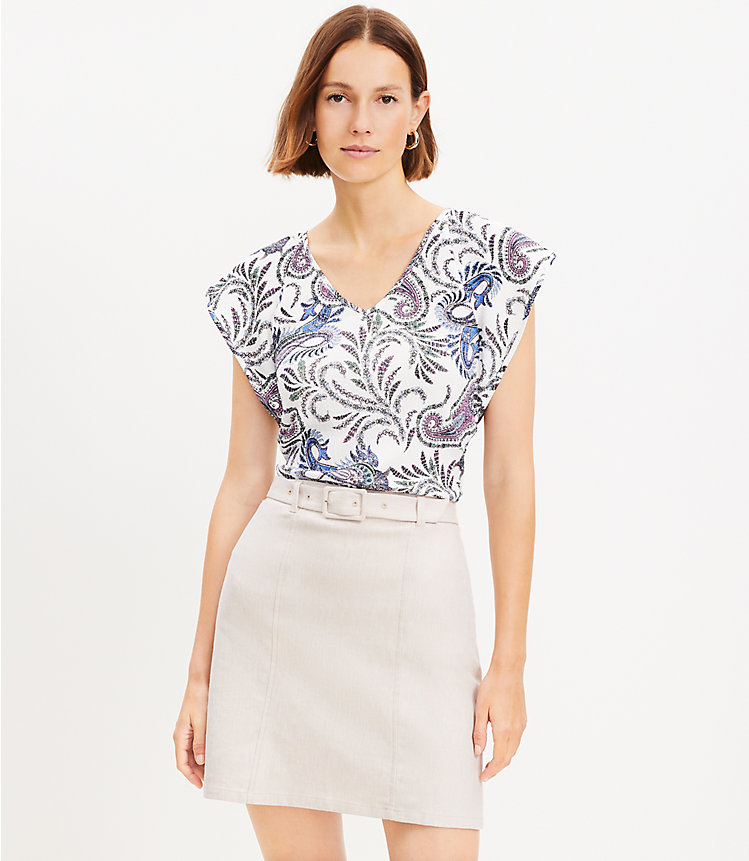 Belted Cotton Linen Skirt image number 0