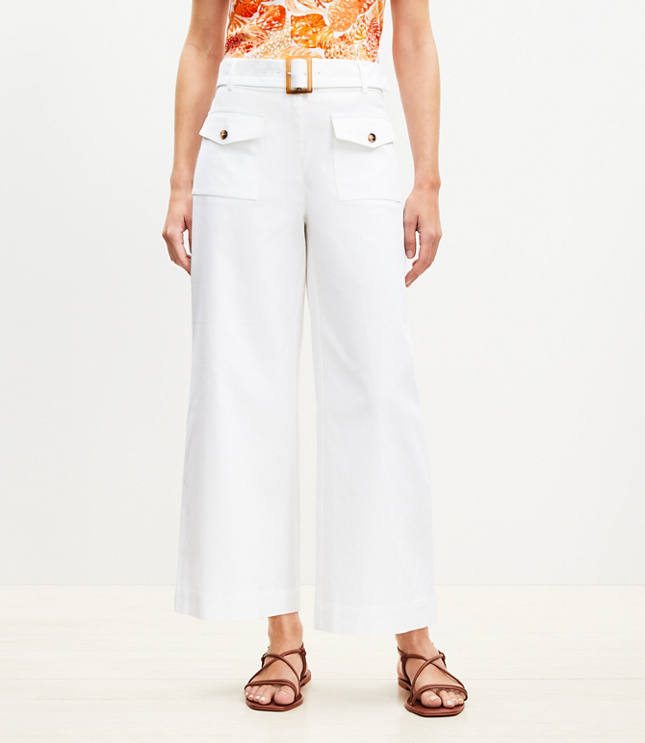 Horn Buckle Wide Leg Pants in Pique