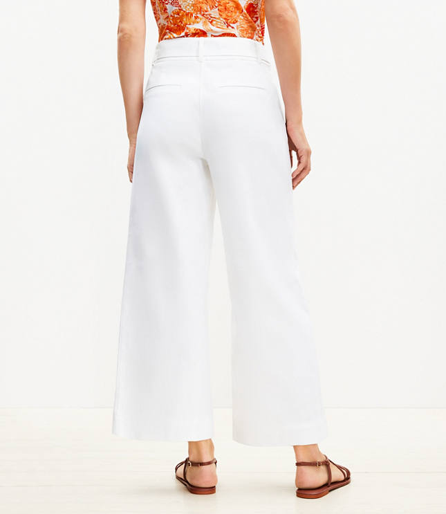 Horn Buckle Wide Leg Pants in Pique