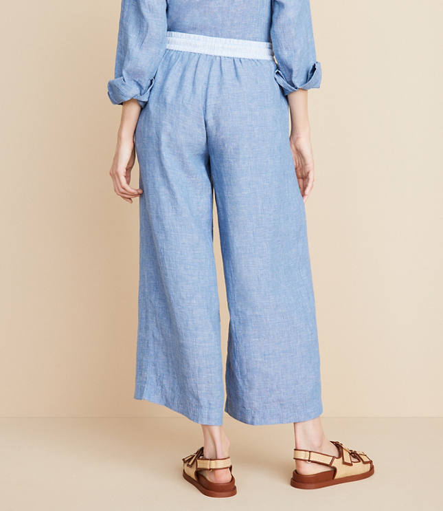 Lou & Grey Crosshatch Linen Wide Leg Crop Pants