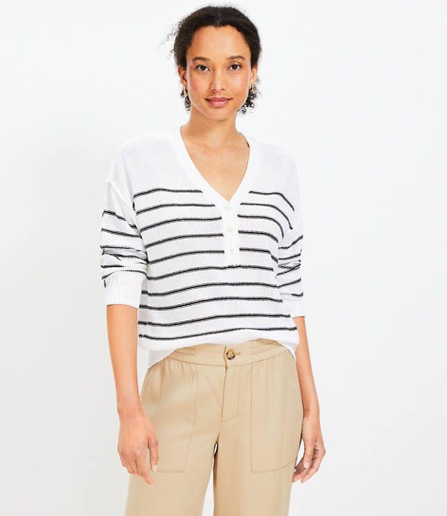 Fair Isle Stripe Textured Sweater - Whisper White