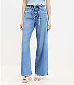 Petite High Rise Palazzo Jeans in Mid Indigo Wash carousel Product Image 1