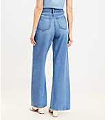 Petite High Rise Palazzo Jeans in Mid Indigo Wash carousel Product Image 3