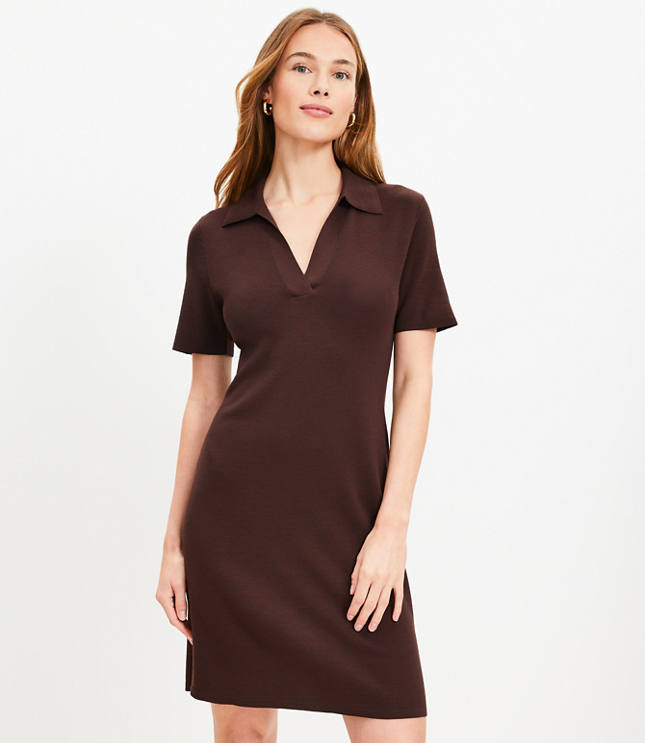 Collared Split Neck Mini Dress