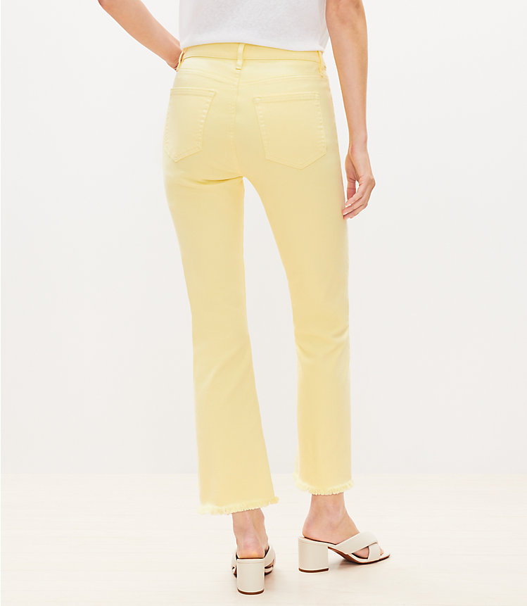 Frayed High Rise Kick Crop Jeans in Lemon Squeeze image number 2