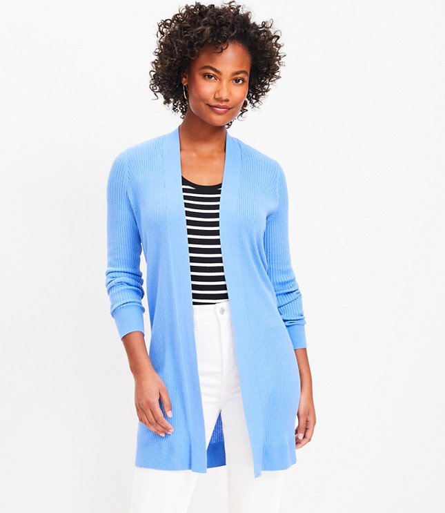 Ribbed Open Cardigan