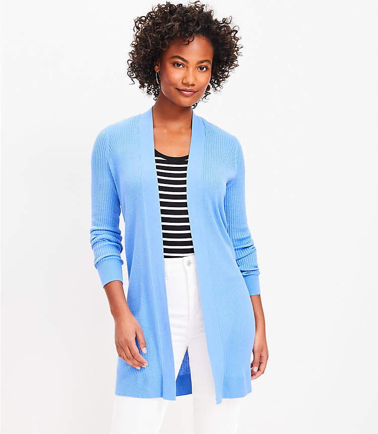 Ribbed Open Cardigan image number null