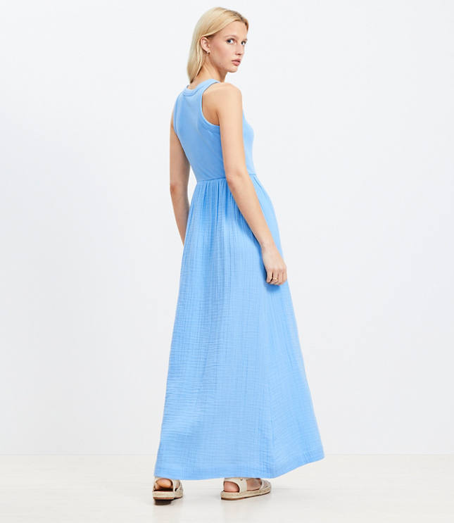 LOFT Beach Triple Cloth Mixed Media Maxi Pocket Dress