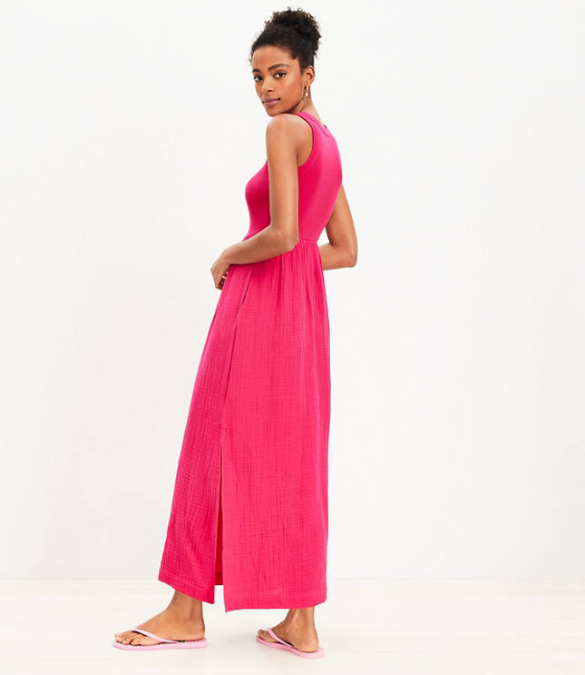 LOFT Beach Mixed Media Pocket Maxi Dress