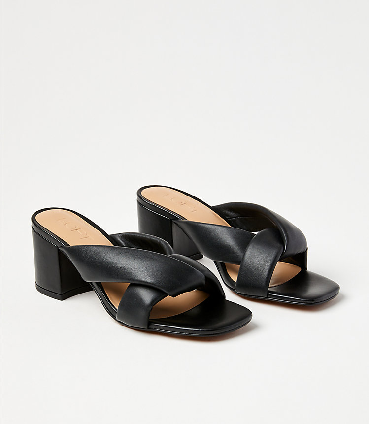 Puffed Twist Leather Mules image number null