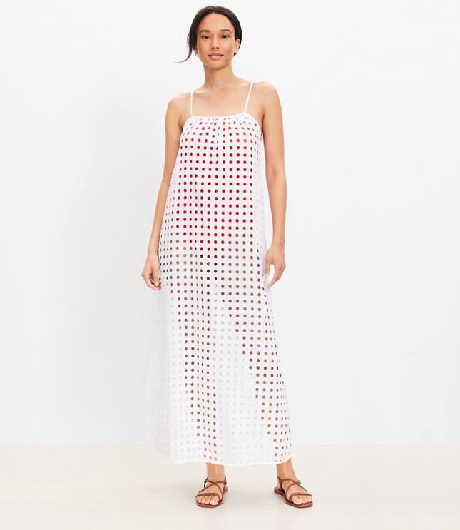 LOFT Beach Eyelet Strappy Maxi Dress