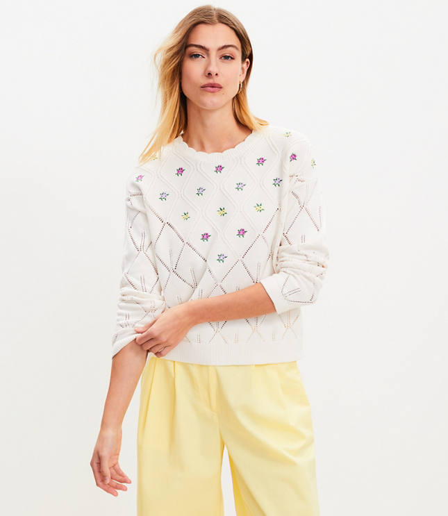 Crochet Textured Sweater - Whisper White