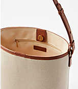 Faux Leather & Canvas Bucket Bag carousel Product Image 2
