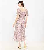 Floral Clip Knotted Balloon Sleeve Midi Dress carousel Product Image 4