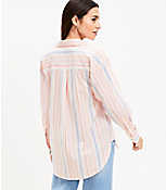 Petite Striped Cotton Blend Oversized Shirt carousel Product Image 3