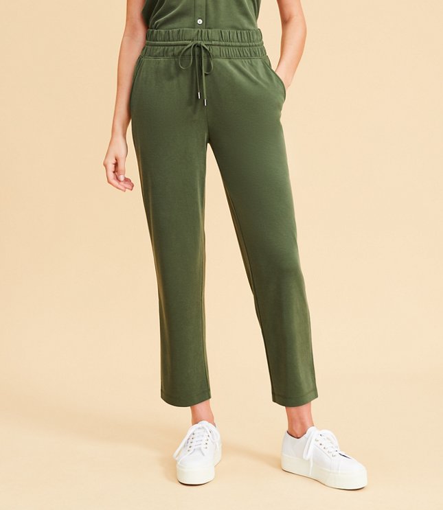 Apt. 9 Stretch Waist Casual Pants Womens Size L Green Rayon Blend Drawstring