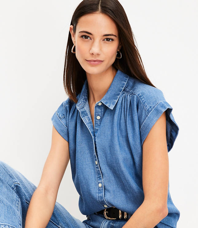 Petite Chambray Dolman Everyday Shirt