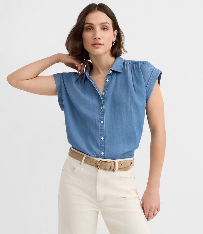 Petite Chambray Dolman Everyday Shirt