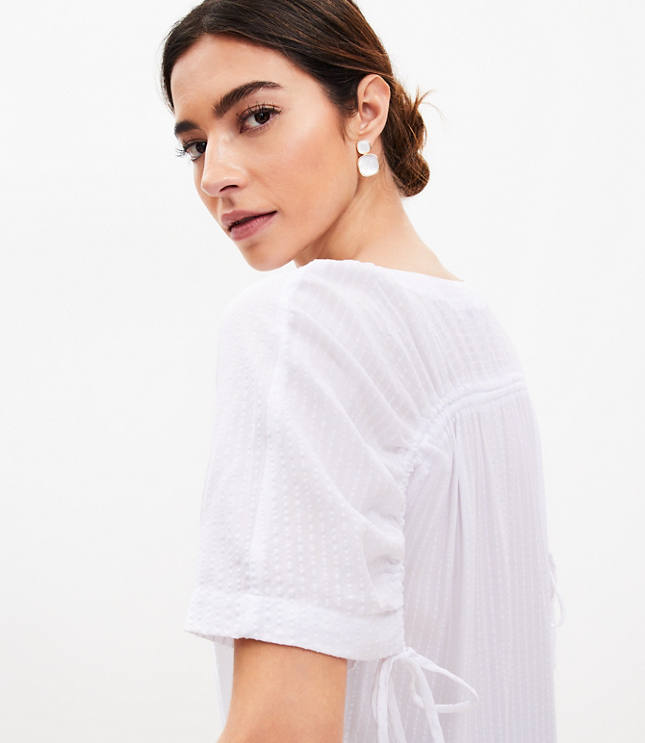 Petite Seersucker Tie Back Yoke Top