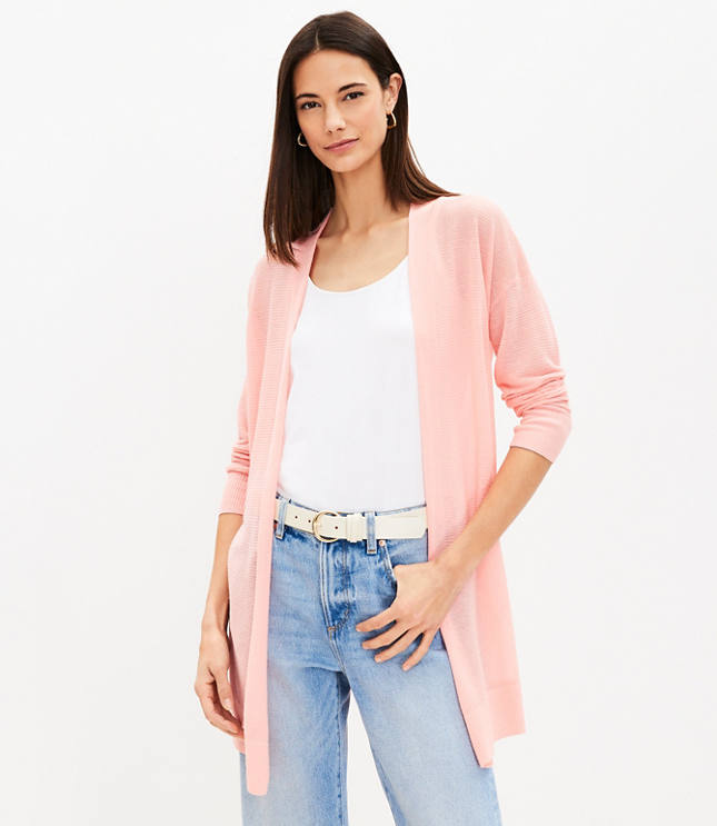 Loft Petite Ribbed Relaxed Open Sweater Blazer