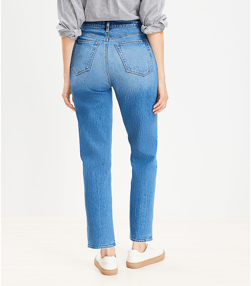 Petite Curvy High Rise Straight Jeans in Vintage Mid Indigo Wash