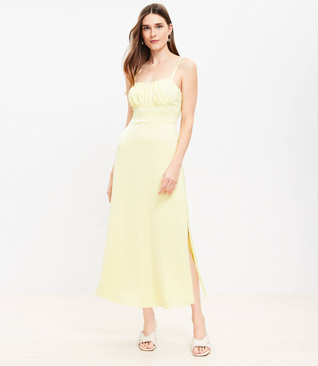 LOFT Beach Strapless Mixed Media Pocket Midi Dress