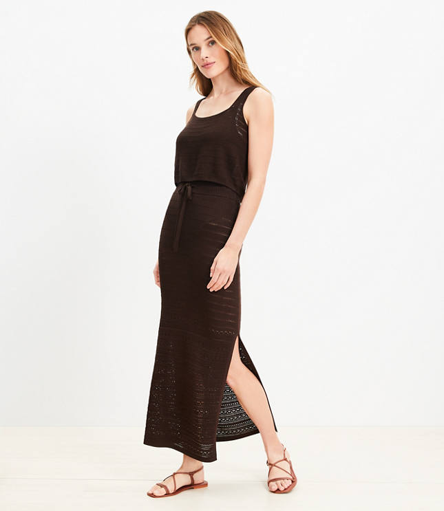 LOFT Beach Crochet Short Sleeve Maxi Dress