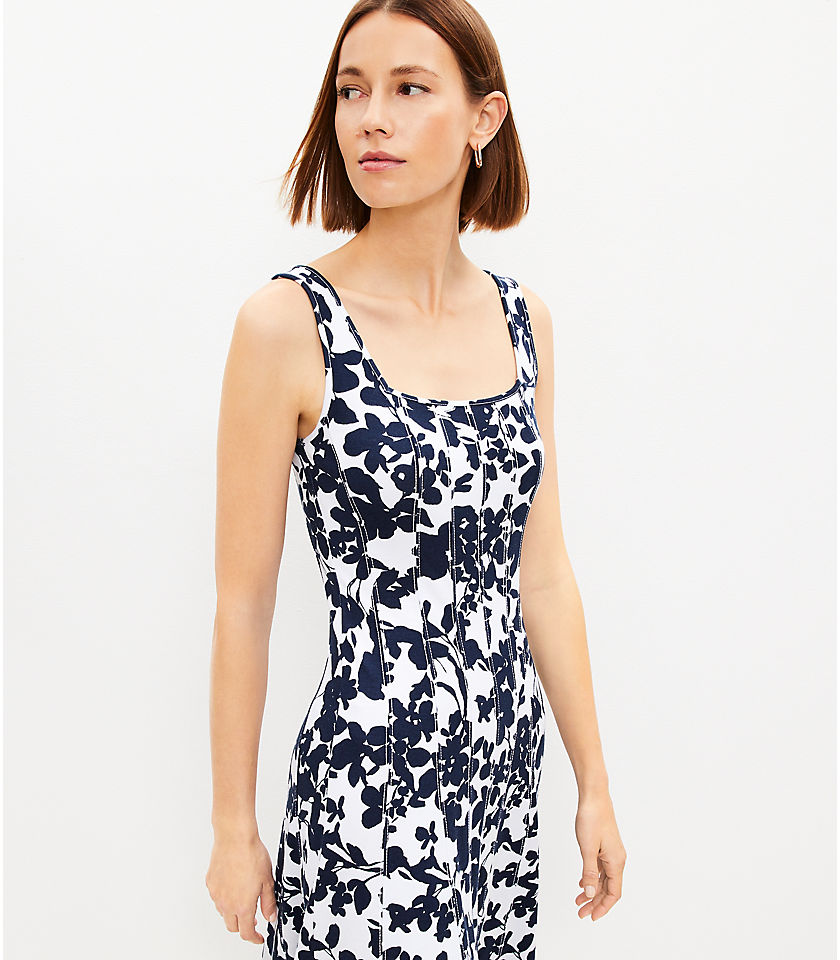 Forget Me Not Ponte Seamed Flare Midi Dress