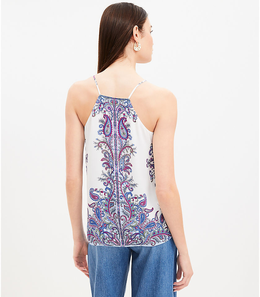 Petite Paisley Covered Button Strappy Cami