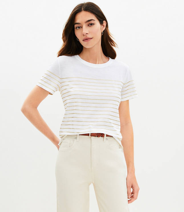 Shimmer Stripe Everyday Crew Tee