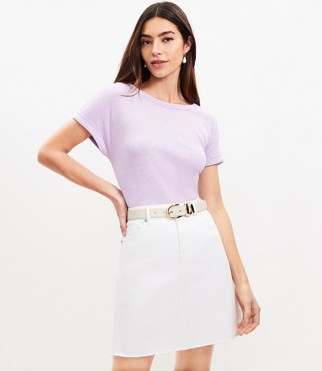 Tall Fresh Cut Denim Skirt in White