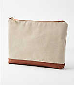 Faux Leather & Canvas Pouch carousel Product Image 1