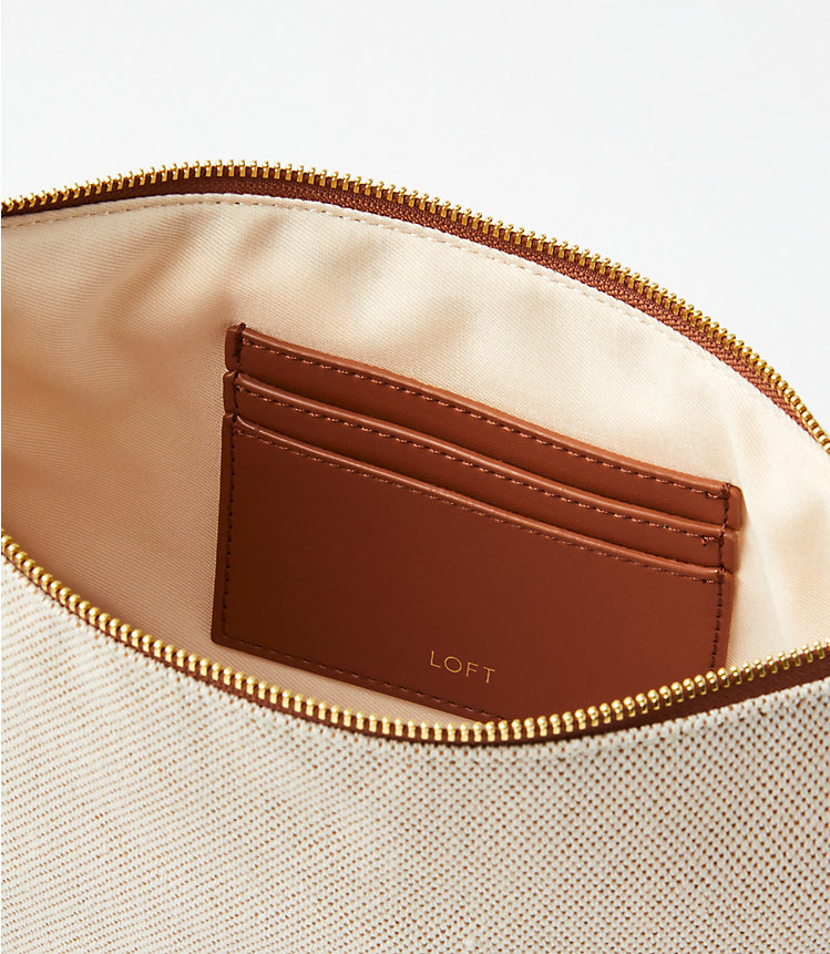 Faux Leather & Canvas Pouch image number null