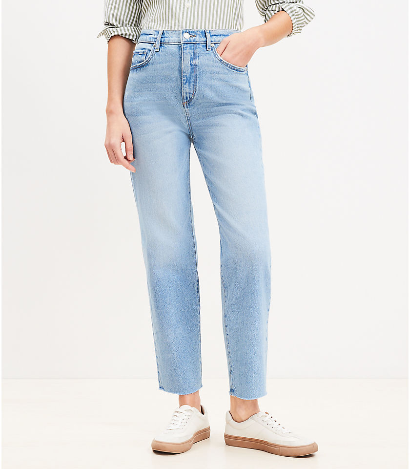 Petite Curvy High Rise Straight Jeans in Classic Mid Wash