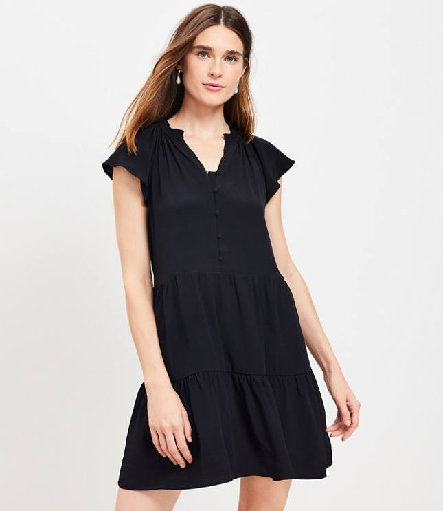 Petite Flutter Tiered Swing Dress