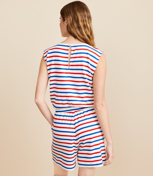 Lou & Grey Striped Pleated Sleeve Signaturesoft Romper - image 3