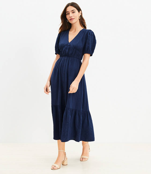 Flutter Sleeve Split Neck Swing Dress