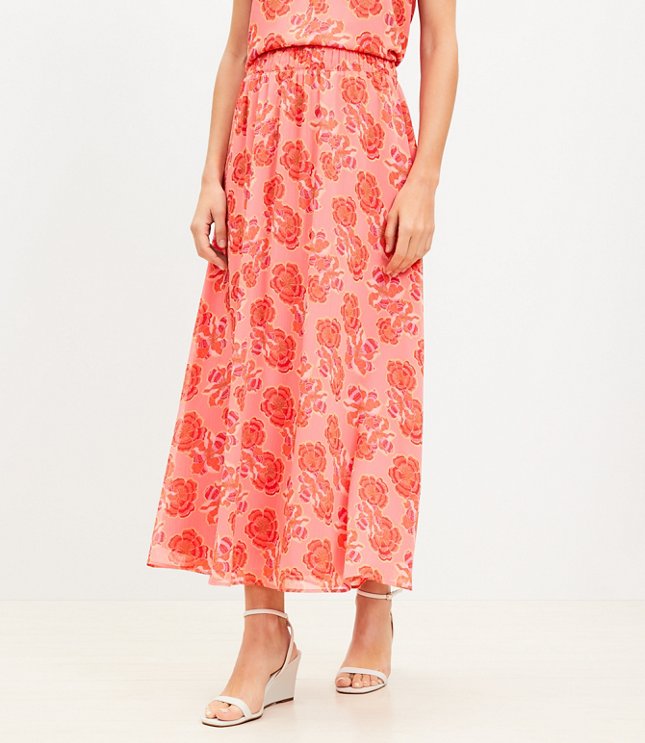 Textured Floral Pull On Maxi Skirt