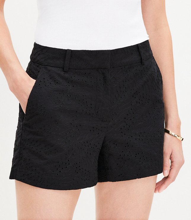 Petite Riviera Shorts in Palm Eyelet