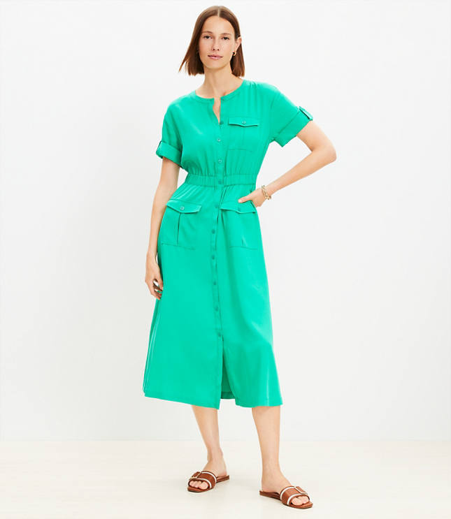 Petite Utility Midi Pocket Dress