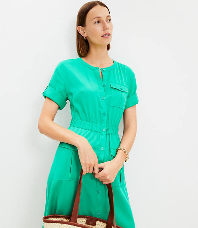 Petite Utility Midi Pocket Dress