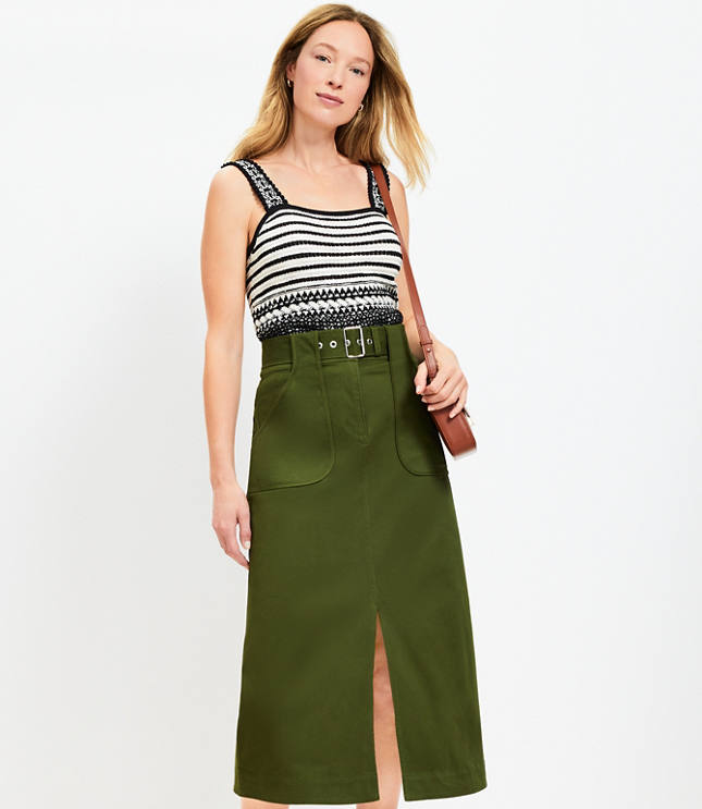 Petite Midi Utility Pocket Skirt