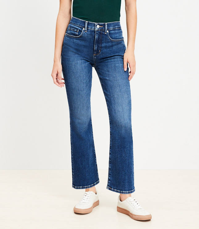 High Rise Kick Crop Jeans in Authentic Vintage Mid Wash