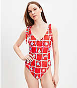 LOFT Beach Beachcomber Plunge Bow Tie One Piece Swimsuit carousel Product Image 1