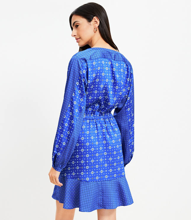 Mixed Geo Flounce Mini Shirtdress