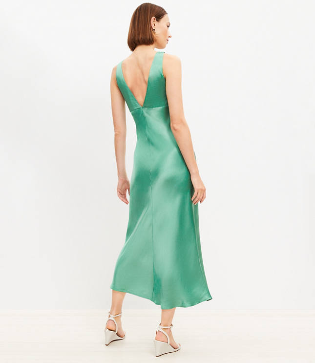 Satin Double V Bias Midi Dress carousel Product Image 3